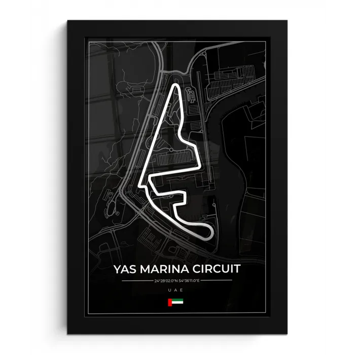 Racebaan - Yas Marina Circuit - Circuit - F1 - Abu Dhabi - Zwart fotolijst zwart zonder passe partout klein -3d