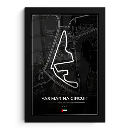 Racebaan - Yas Marina Circuit - Circuit - F1 - Abu Dhabi - Zwart fotolijst zwart zonder passe partout klein -3d