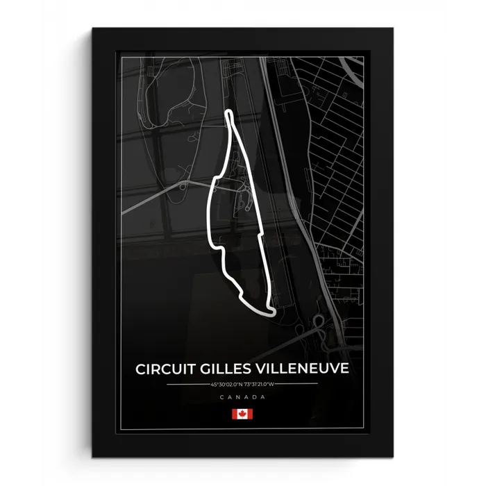 Racing - Racebaan - Circuit Gilles Villeneuve - Canada - F1 - Zwart fotolijst zwart zonder passe partout klein -3d