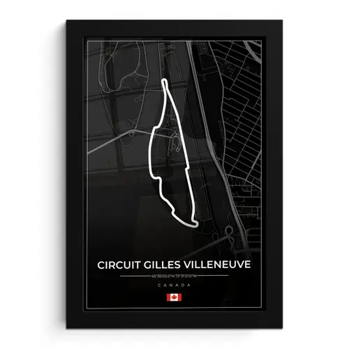 Racing - Racebaan - Circuit Gilles Villeneuve - Canada - F1 - Zwart fotolijst zwart zonder passe partout klein -3d