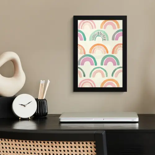 Regenboog - Pastel - Patroon fotolijst zwart zonder passe partout klein -sfeer1
