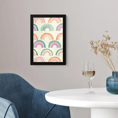 Regenboog - Pastel - Patroon fotolijst zwart zonder passe partout klein -sfeer4