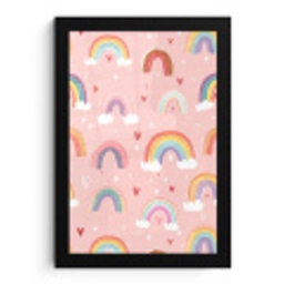 Regenboog - Patroon - Pastel - Handgetekend fotolijst zwart zonder passe partout klein -3d