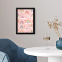 Regenboog - Patroon - Pastel - Handgetekend fotolijst zwart zonder passe partout klein -sfeer4