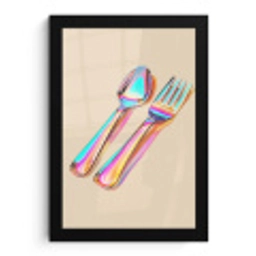 Regenboog - Lepel - Vork fotolijst zwart zonder passe partout klein -3d