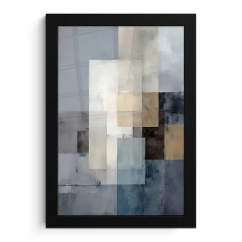 Rechthoeken - Abstract - Blauw fotolijst zwart zonder passe partout klein -3d