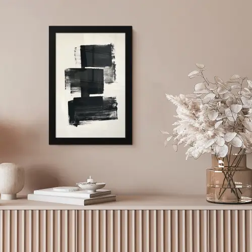 Rechthoeken - Penseelstreken - Abstract - Zwart fotolijst zwart zonder passe partout klein -sfeer5
