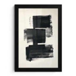 Rechthoeken - Penseelstreken - Abstract - Zwart fotolijst zwart zonder passe partout klein -3d