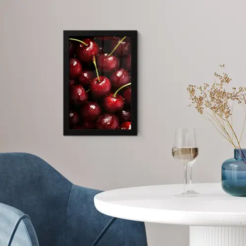 Rood - Fruit - Kersen fotolijst zwart zonder passe partout klein -sfeer4