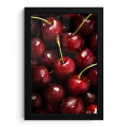 Rood - Fruit - Kersen fotolijst zwart zonder passe partout klein -3d