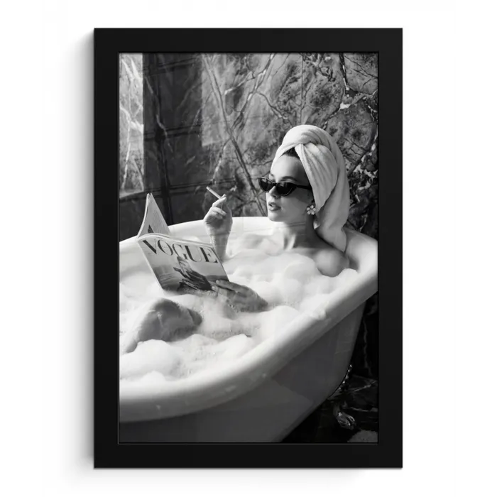 Relaxt - Bad - Zwart - Wit fotolijst zwart zonder passe partout klein -3d