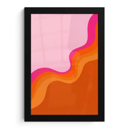Retro - Waves - Kleurrijk fotolijst zwart zonder passe partout klein -3d