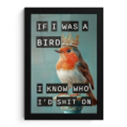 Roodborstje - Vogel - Blauw - Decoratie fotolijst zwart zonder passe partout klein -3d