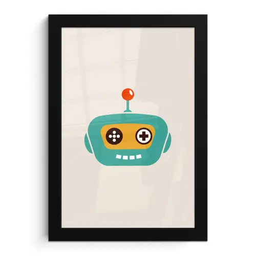 Robot - Gezicht - Antenne - Technologie - Jongen - Kind fotolijst zwart zonder passe partout klein -3d
