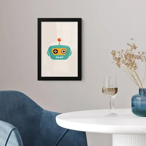 Robot - Gezicht - Antenne - Technologie - Jongen - Kind fotolijst zwart zonder passe partout klein -sfeer4