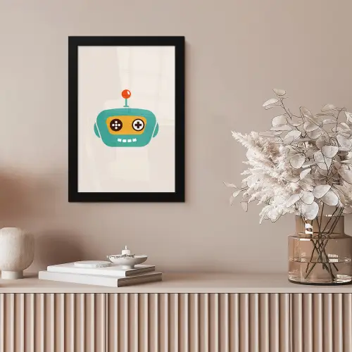 Robot - Gezicht - Antenne - Technologie - Jongen - Kind fotolijst zwart zonder passe partout klein -sfeer5