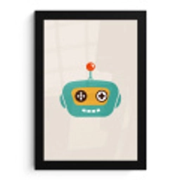 Robot - Gezicht - Antenne - Technologie - Jongen - Kind fotolijst zwart zonder passe partout klein -3d