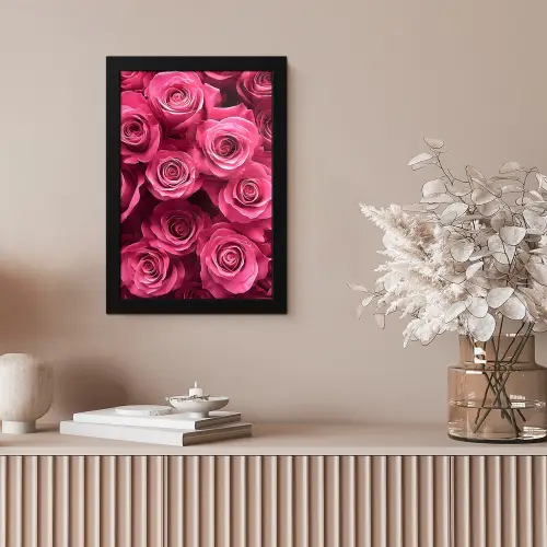 Rozen - Pink - Bloem fotolijst zwart zonder passe partout klein -sfeer5