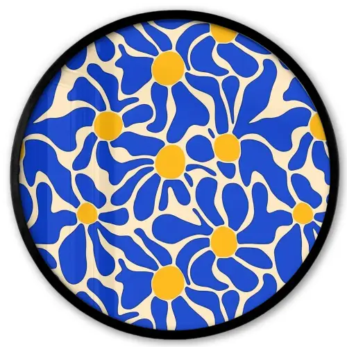 Abstract - Bloem - Blauw Fotolijst rond zonder passe partout klein 856 -3d