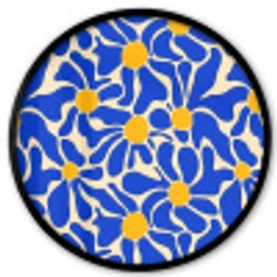 Abstract - Bloem - Blauw Fotolijst rond zonder passe partout klein 856 -3d