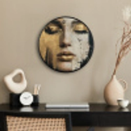 Abstract - Goud - Gezicht - Lippen Fotolijst rond zonder passe partout klein -sfeer1