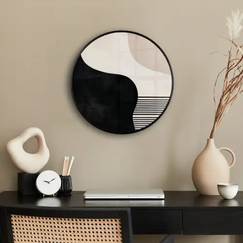Abstract - Japandi - Beige - Modern Fotolijst rond zonder passe partout klein -sfeer1