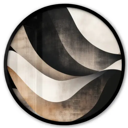 Abstract - Golven - Zwart - Verweerd Fotolijst rond zonder passe partout klein -3d