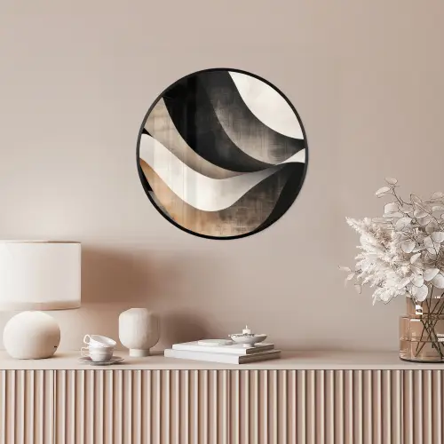 Abstract - Golven - Zwart - Verweerd Fotolijst rond zonder passe partout klein -sfeer3