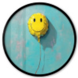 Ballon - Geel - Smiley Fotolijst rond zonder passe partout klein -3d