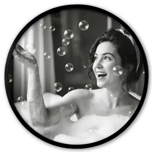 Bad - Bubbels - Zwart - Wit Fotolijst rond zonder passe partout klein -3d