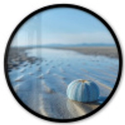 Strand - Schild - Water - Blauw Fotolijst rond zonder passe partout klein -3d