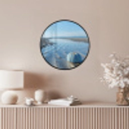 Strand - Schild - Water - Blauw Fotolijst rond zonder passe partout klein -sfeer3
