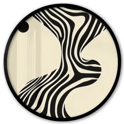 Beige - Lijnen - Golvend - Abstract Fotolijst rond zonder passe partout klein -3d