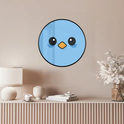 Vogel - Blauw - Eenvoudig Fotolijst rond zonder passe partout klein -sfeer3