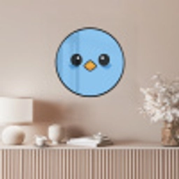 Vogel - Blauw - Eenvoudig Fotolijst rond zonder passe partout klein -sfeer3