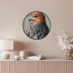 Vogel - Realistisch - Veren - Bruin Fotolijst rond zonder passe partout klein -sfeer3