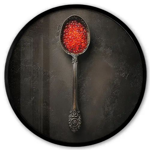 Zwart - Lepel - Caviar Fotolijst rond zonder passe partout klein -3d