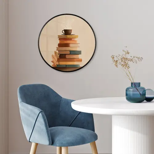 Boeken - Toren - Koffie - Beige Fotolijst rond zonder passe partout klein -sfeer2