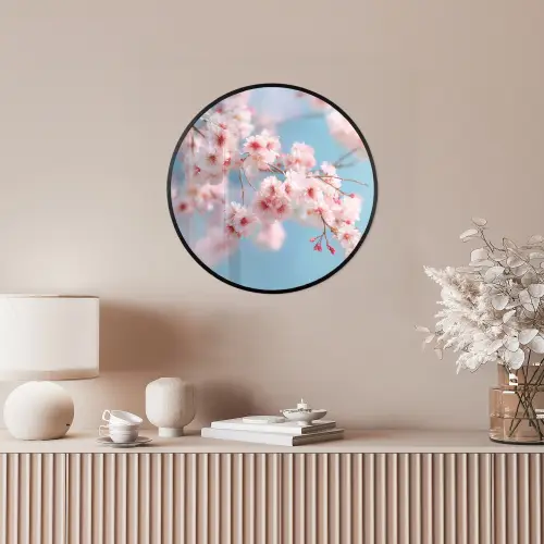 Takken - Bloesems - Roze Fotolijst rond zonder passe partout klein -sfeer3