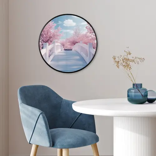 Brug - Kersenbomen - Wit Fotolijst rond zonder passe partout klein -sfeer2