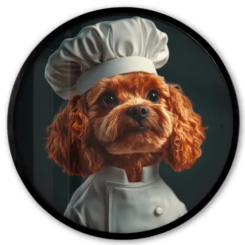 Bruin - Kok - Hondje Fotolijst rond zonder passe partout klein -3d
