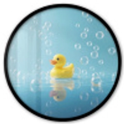 Bubbels - Badeend - Geel Fotolijst rond zonder passe partout klein -3d