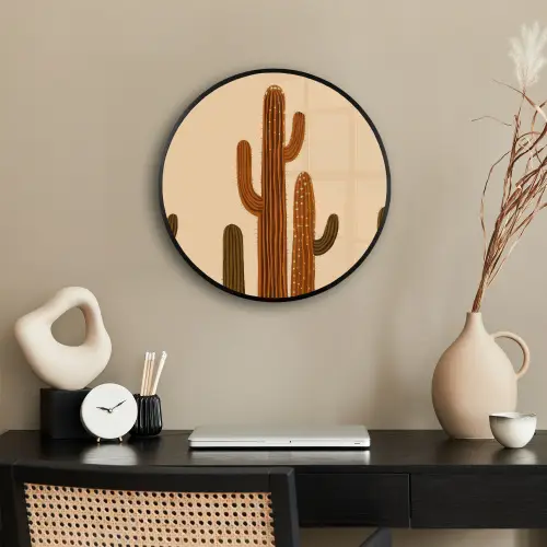 Cactus - Woestijn - Zand - Bruin Fotolijst rond zonder passe partout klein -sfeer1