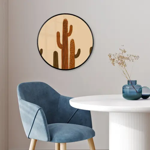 Cactus - Woestijn - Zand - Bruin Fotolijst rond zonder passe partout klein -sfeer2