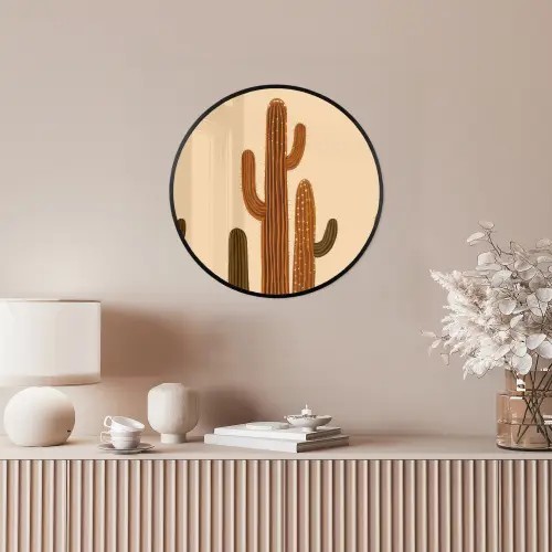 Cactus - Woestijn - Zand - Bruin Fotolijst rond zonder passe partout klein -sfeer3