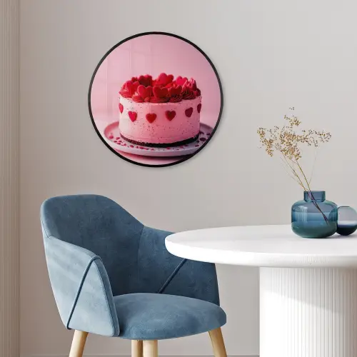 Taart - Hart - Roze Fotolijst rond zonder passe partout klein -sfeer2