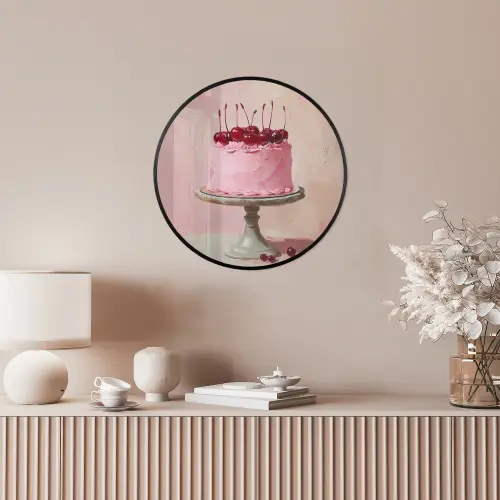 Taart - Pink - Cherry Fotolijst rond zonder passe partout klein -sfeer3