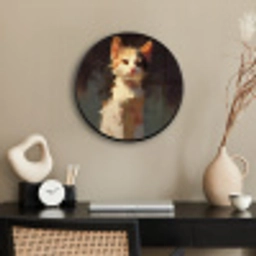 Kat - Geschilderd - Artistiek - Wit Fotolijst rond zonder passe partout klein -sfeer1