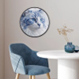 Kat - Patroon - Blauw Fotolijst rond zonder passe partout klein -sfeer2