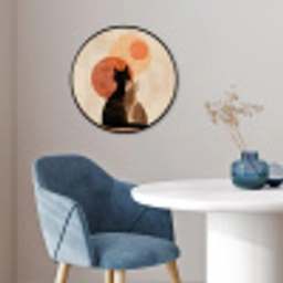 Katten - Zwart - Abstract - Cirkels Fotolijst rond zonder passe partout klein -sfeer2